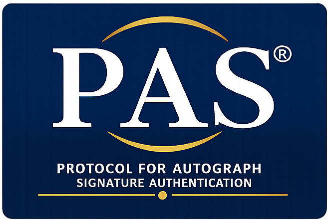 Logotipo del protocolo PAS para autenticación de autógrafos y memorabilia